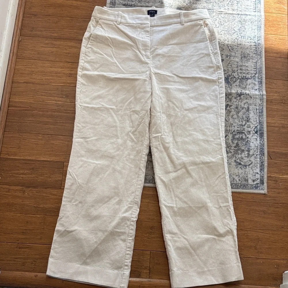 J. Crew Off-White Corduroy Trousers - wide leg - size 14 - 100% cotton